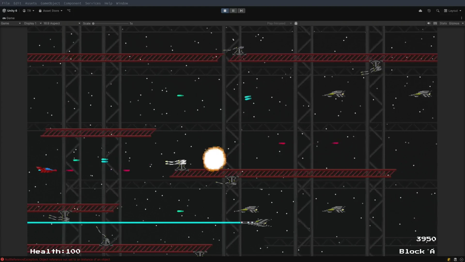 Gameplay screenshot showing updated player and enemies art