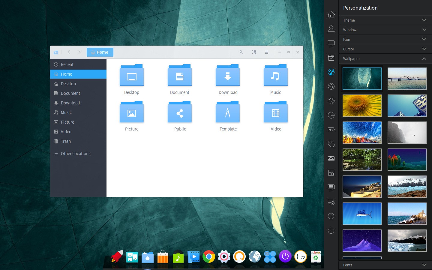I don't have any screenshots of my Deepin-era, but this stock image of Deepin 15 is close enough