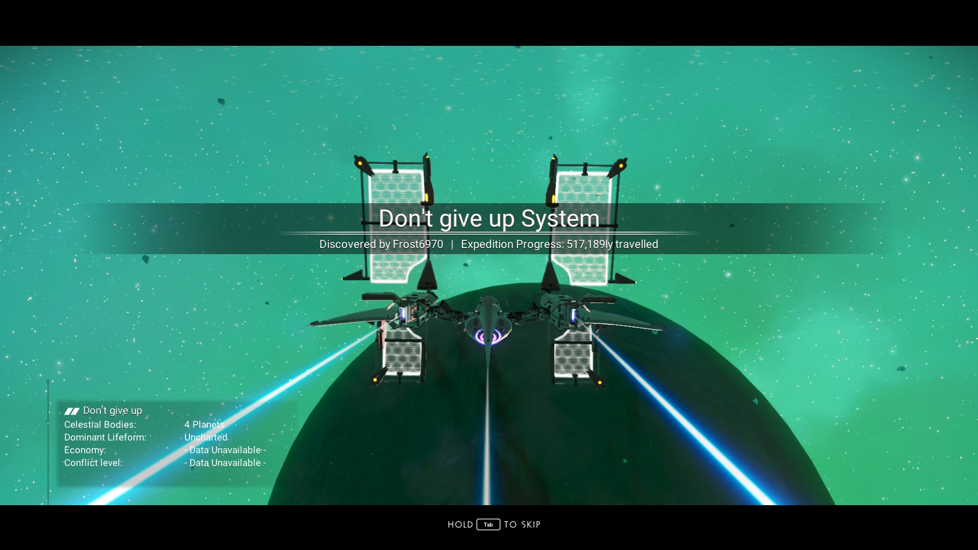 An solar system named 'Don't give up' by the player Frost6970